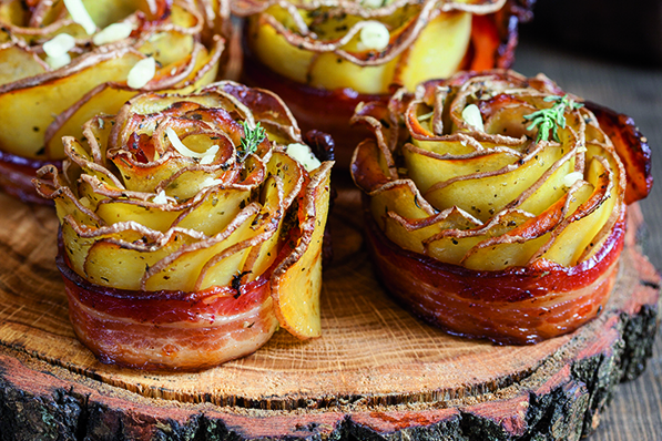 Crispy potato roses