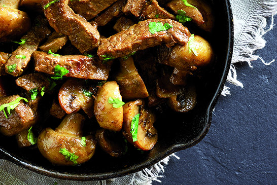 Beef stroganoff with mushrooms