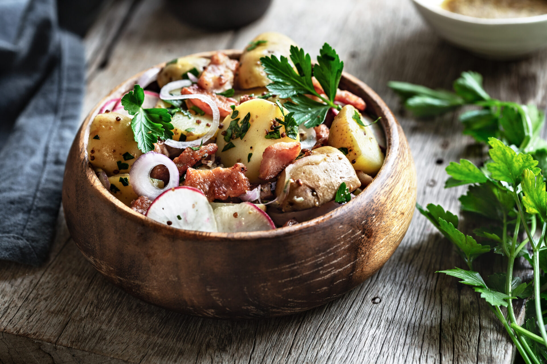 Potato with Bacon, Radish Salad