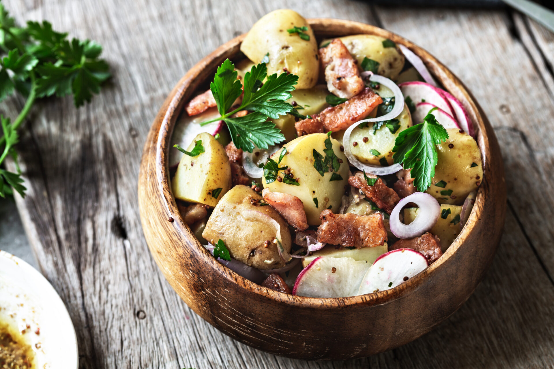 Potato with Bacon, Radish Salad